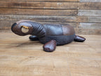 Vintage Leather Turtle Footstool Patchwork Animal Pouffe