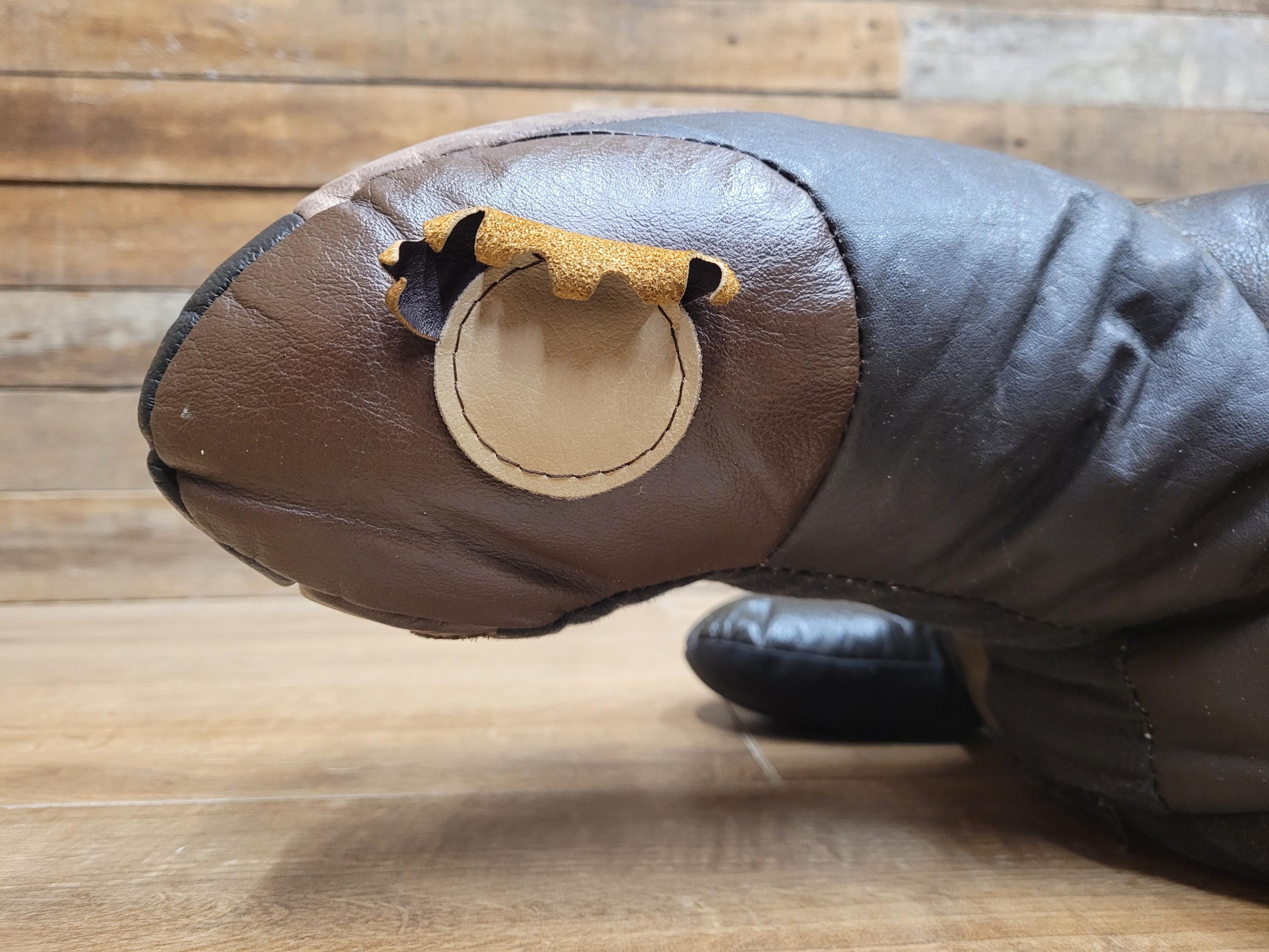 Vintage Leather Turtle Footstool Patchwork Animal Pouffe