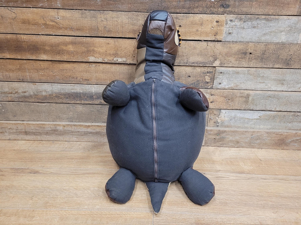 Vintage Leather Turtle Footstool Patchwork Animal Pouffe