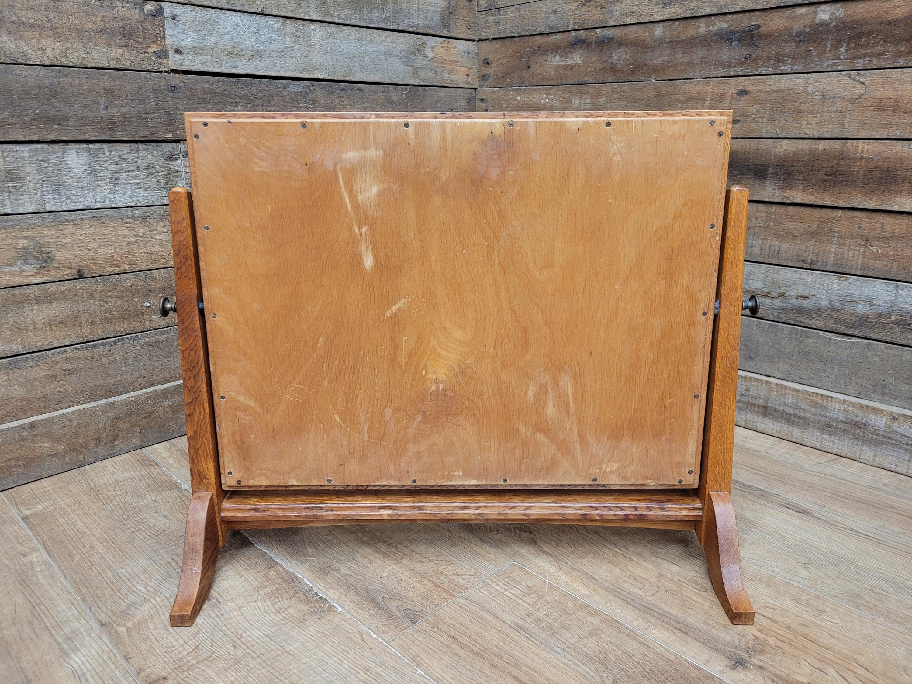 Air Ministry Mid Century Oak Free Standing Table Mirror Stamped A.M Crown