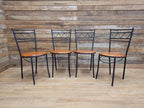 Metal Bistro Dining Chairs Penny Seat Set 4 Black Frame Wood Kitchen