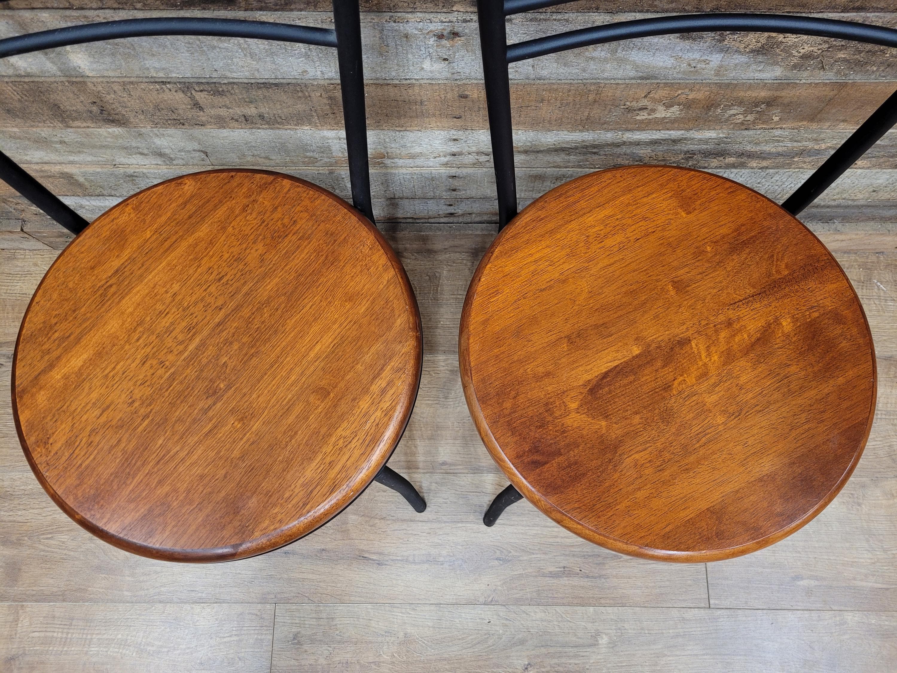Metal Bistro Dining Chairs Penny Seat Set 4 Black Frame Wood Kitchen