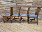 Four Arts & Craft Style Solid Oak Dining Chairs William Morris Snakeshead Seats