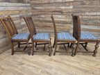 Four Arts & Craft Style Solid Oak Dining Chairs William Morris Snakeshead Seats