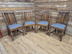 Four Arts & Craft Style Solid Oak Dining Chairs William Morris Snakeshead Seats