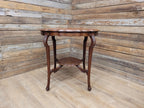 Vintage Mahogany Scalloped Edge Side Table Queen Anne Style Lamp Table Shelf