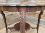 Vintage Mahogany Scalloped Edge Side Table Queen Anne Style Lamp Table Shelf