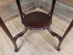 Vintage Mahogany Scalloped Edge Side Table Queen Anne Style Lamp Table Shelf