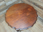 Vintage Mahogany Scalloped Edge Side Table Queen Anne Style Lamp Table Shelf