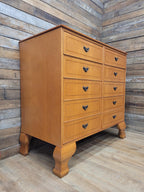 Vintage Large Ten Drawer Chest Cabriole Legs Inlaid Top Chest Of Drawers