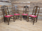 Set of 4 Queen Anne Style Dining Chairs with Wool Tapestry Seats