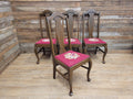 Set of 4 Queen Anne Style Dining Chairs with Wool Tapestry Seats