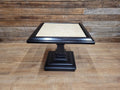 Marble Top Pedestal Side Table Black Wood Square Vintage Style
