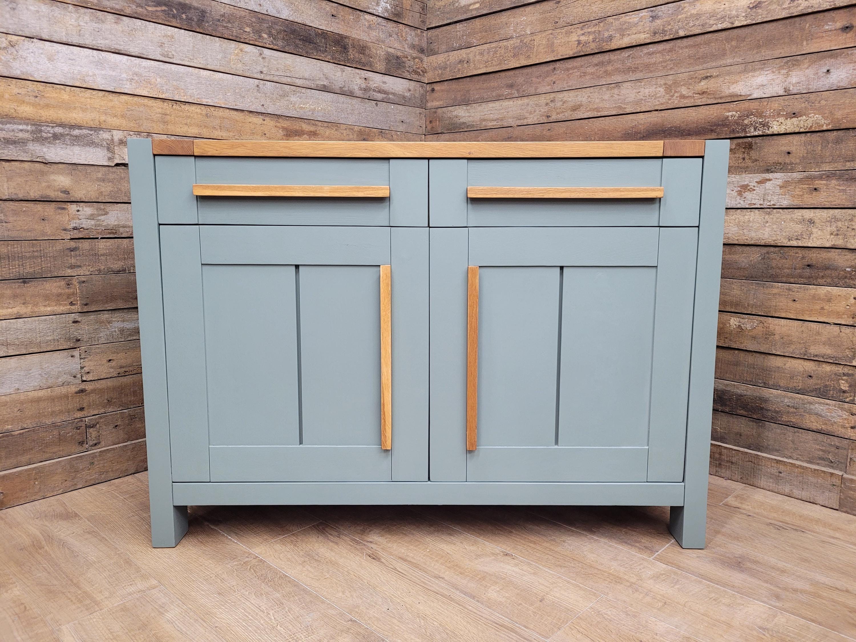 Painted Oak Sideboard 2 Door 2 Drawer Fusion Paint Carriage House Green Cupboard
