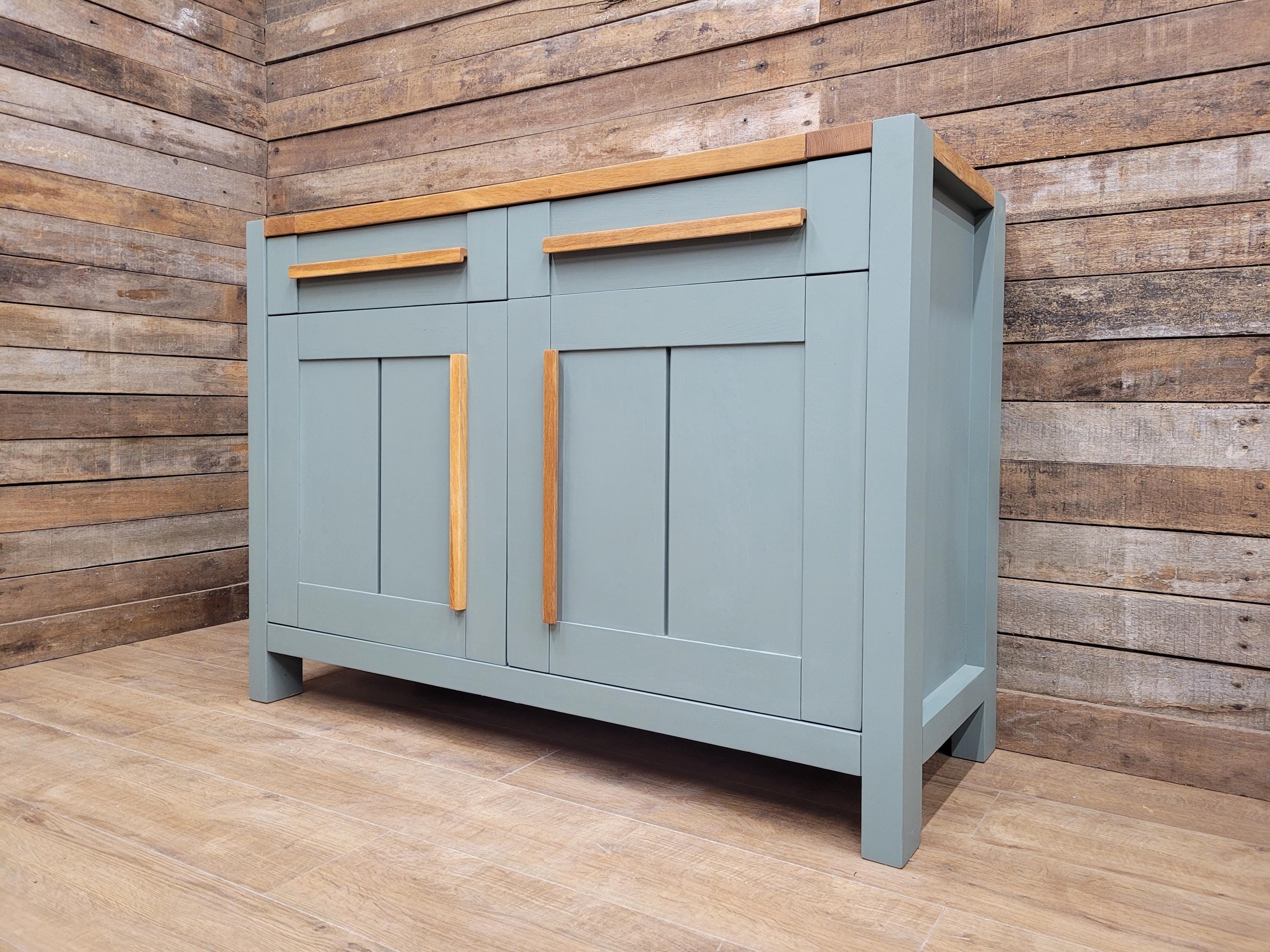 Painted Oak Sideboard 2 Door 2 Drawer Fusion Paint Carriage House Green Cupboard