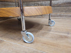 Teak Style Drinks Trolley Bar Cart Chrome Two Tier Serving Cart Vintage MCM