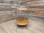 Teak Style Drinks Trolley Bar Cart Chrome Two Tier Serving Cart Vintage MCM