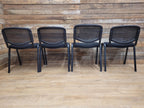 Eight Black Stacking Chairs Mesh Back Office Conference Reception