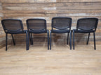 Eight Black Stacking Chairs Mesh Back Office Conference Reception