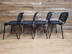 Eight Black Stacking Chairs Mesh Back Office Conference Reception