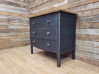 Distressed Three Drawer Chest Black Painted Wooden Chest Antique Style