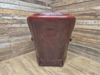 Ox Blood Leather Armchair Red Chesterfield Back Club Chair Scroll Arms