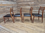 Teak Dining Chairs Set Mid Century Ladder Back Black Seat Four Retro Chairs