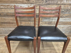Teak Dining Chairs Set Mid Century Ladder Back Black Seat Four Retro Chairs