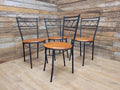Metal Bistro Dining Chairs Penny Seat Set 4 Black Frame Wood Kitchen
