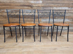 Metal Bistro Dining Chairs Penny Seat Set 4 Black Frame Wood Kitchen
