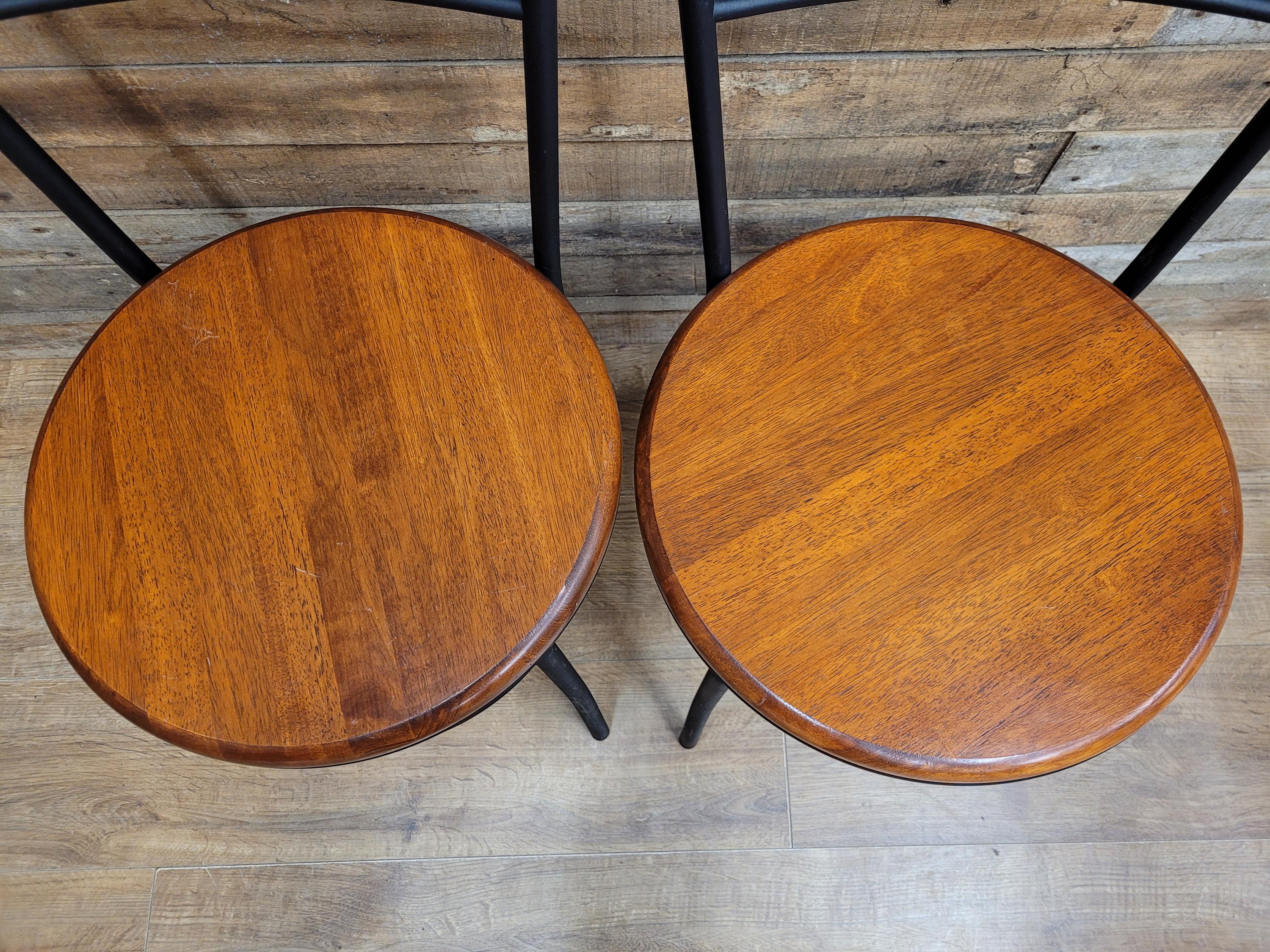Metal Bistro Dining Chairs Penny Seat Set 4 Black Frame Wood Kitchen