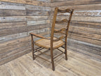 Oak Ladderback Armchair Arts Crafts Style Bergere Seat Carver Hall Bedroom Chair