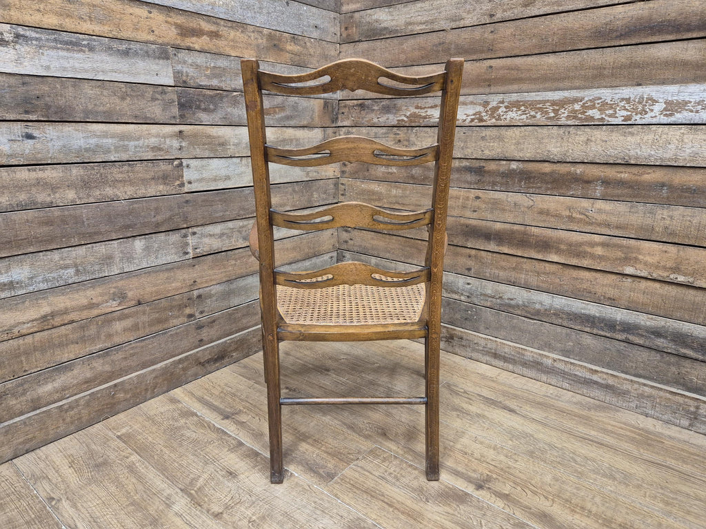 Oak Ladderback Armchair Arts Crafts Style Bergere Seat Carver Hall Bedroom Chair