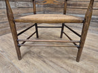 Oak Ladderback Armchair Arts Crafts Style Bergere Seat Carver Hall Bedroom Chair