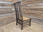 Oak Rush Seat Barley Twist Low Chair Early 20thC Antique Country Child Stool