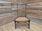 Oak Rush Seat Barley Twist Low Chair Early 20thC Antique Country Child Stool