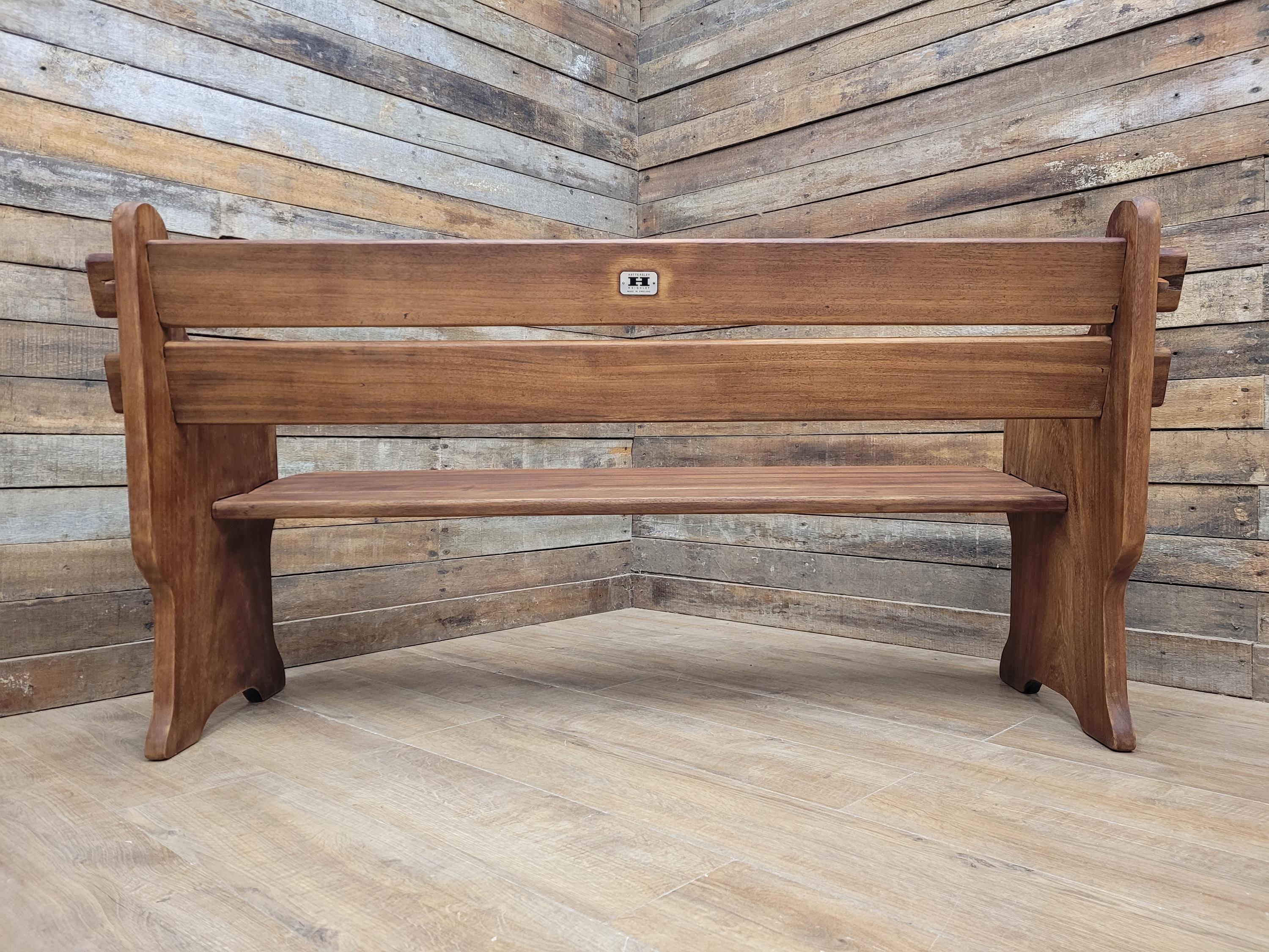 Hattersley Keighley Teak Bench Church Pew Style Hall Bench Solid Wood Seating