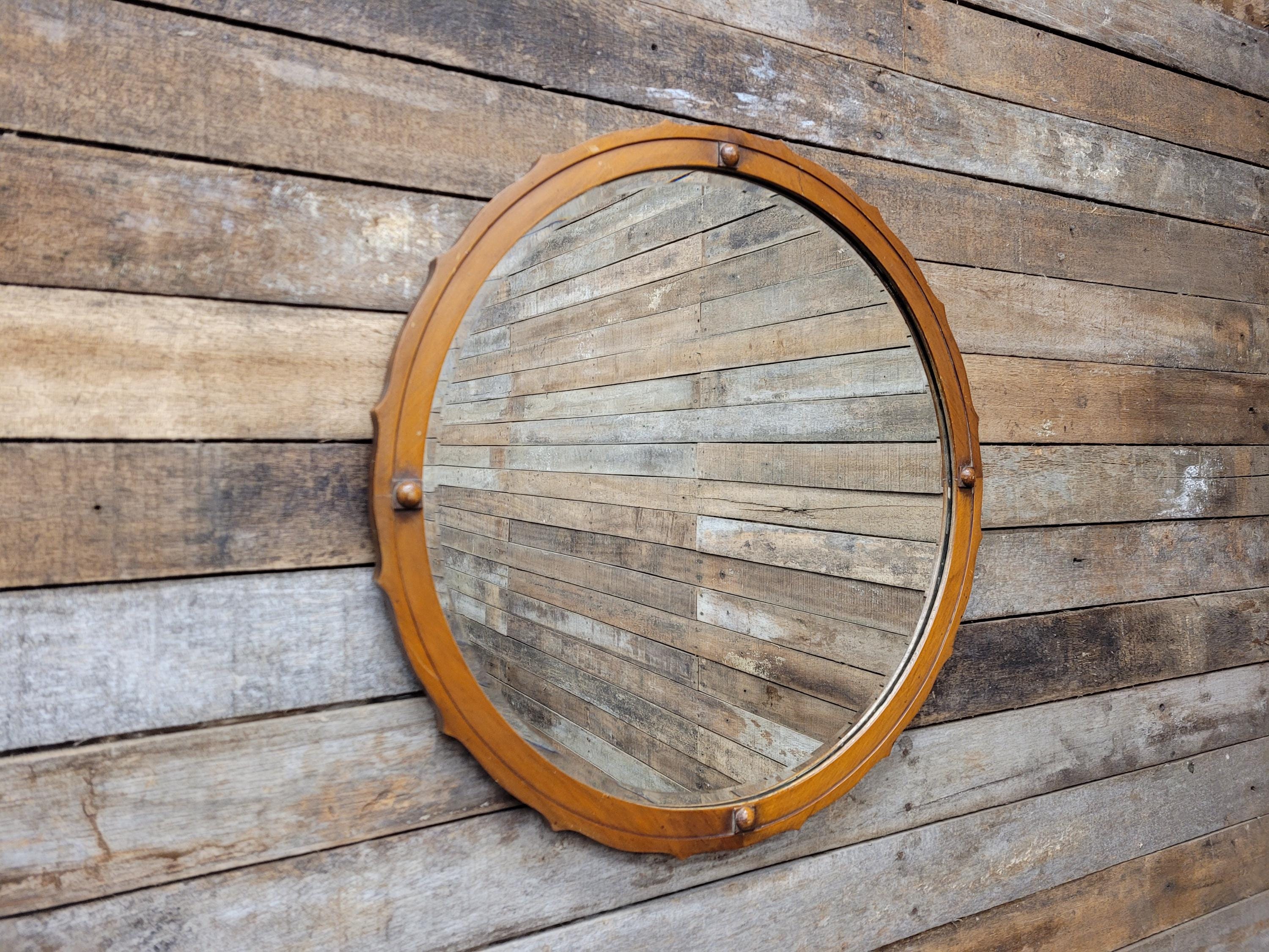 Vintage Round Wall Mirror Decorative Scalloped Frame 62cm Wall Mirror