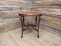 Vintage Mahogany Scalloped Edge Side Table Queen Anne Style Lamp Table Shelf