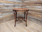 Vintage Mahogany Scalloped Edge Side Table Queen Anne Style Lamp Table Shelf