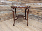 Vintage Mahogany Scalloped Edge Side Table Queen Anne Style Lamp Table Shelf