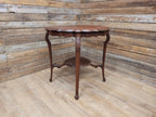 Vintage Mahogany Scalloped Edge Side Table Queen Anne Style Lamp Table Shelf