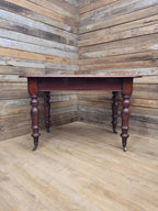 Mahogany Dining Table Victorian Solid Top Turned Legs Castors Antique Table