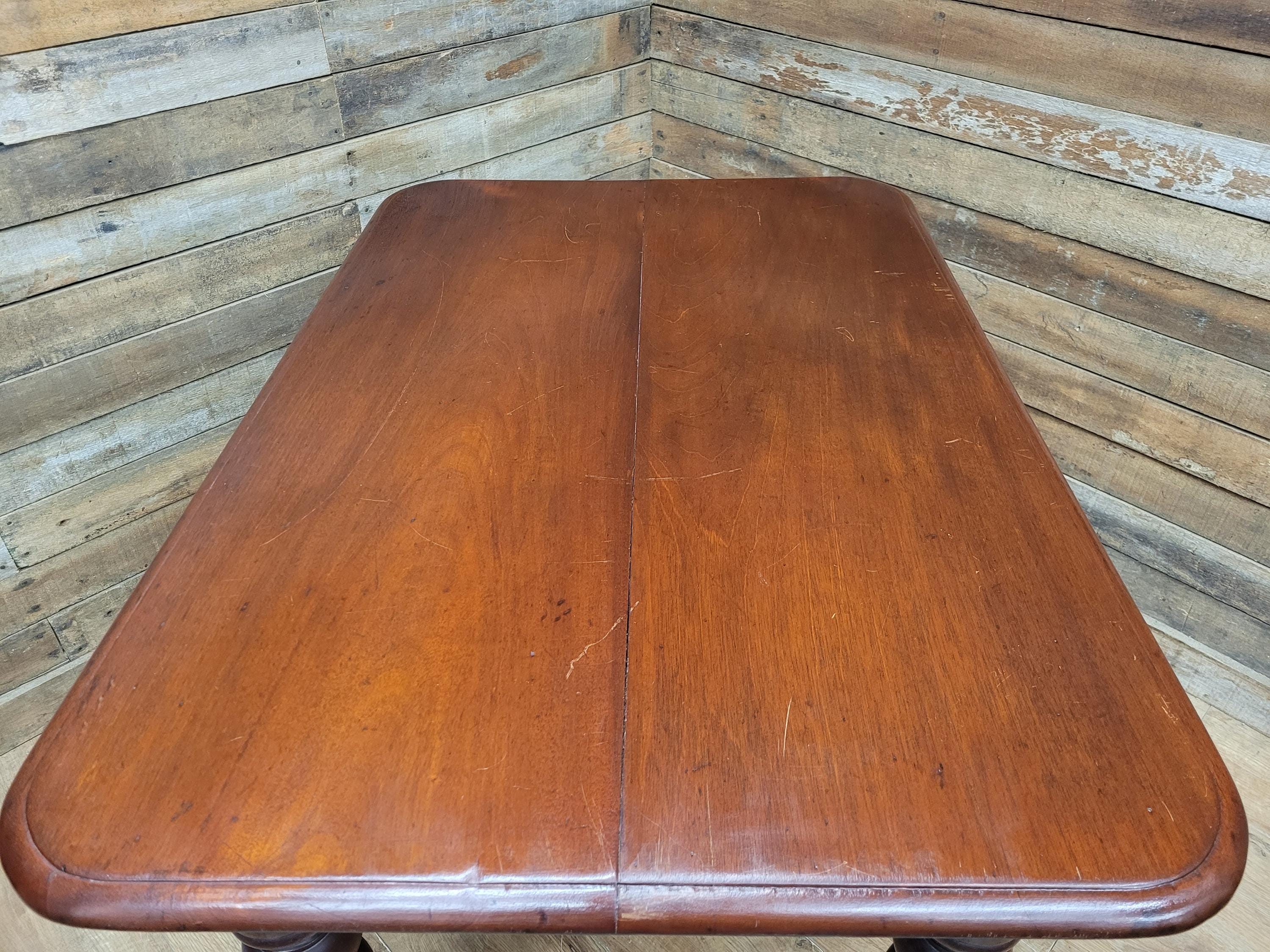 Mahogany Dining Table Victorian Solid Top Turned Legs Castors Antique Table