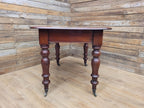 Mahogany Dining Table Victorian Solid Top Turned Legs Castors Antique Table