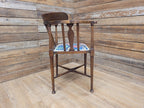 Edwardian Corner Chair Mahogany Inlaid Upholstered Morris Bird Fabric Antique