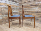Pair Teak Meredew Chairs Boucle Upholstered Mid Century Slat Back Solid MCM