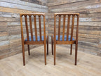 Pair Teak Meredew Chairs Boucle Upholstered Mid Century Slat Back Solid MCM