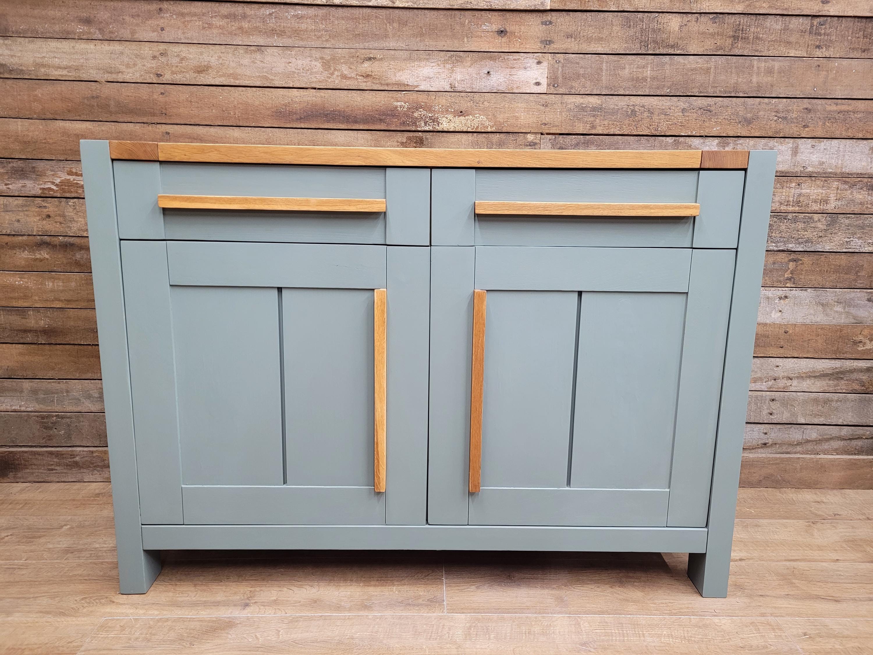 Painted Oak Sideboard 2 Door 2 Drawer Fusion Paint Carriage House Green Cupboard