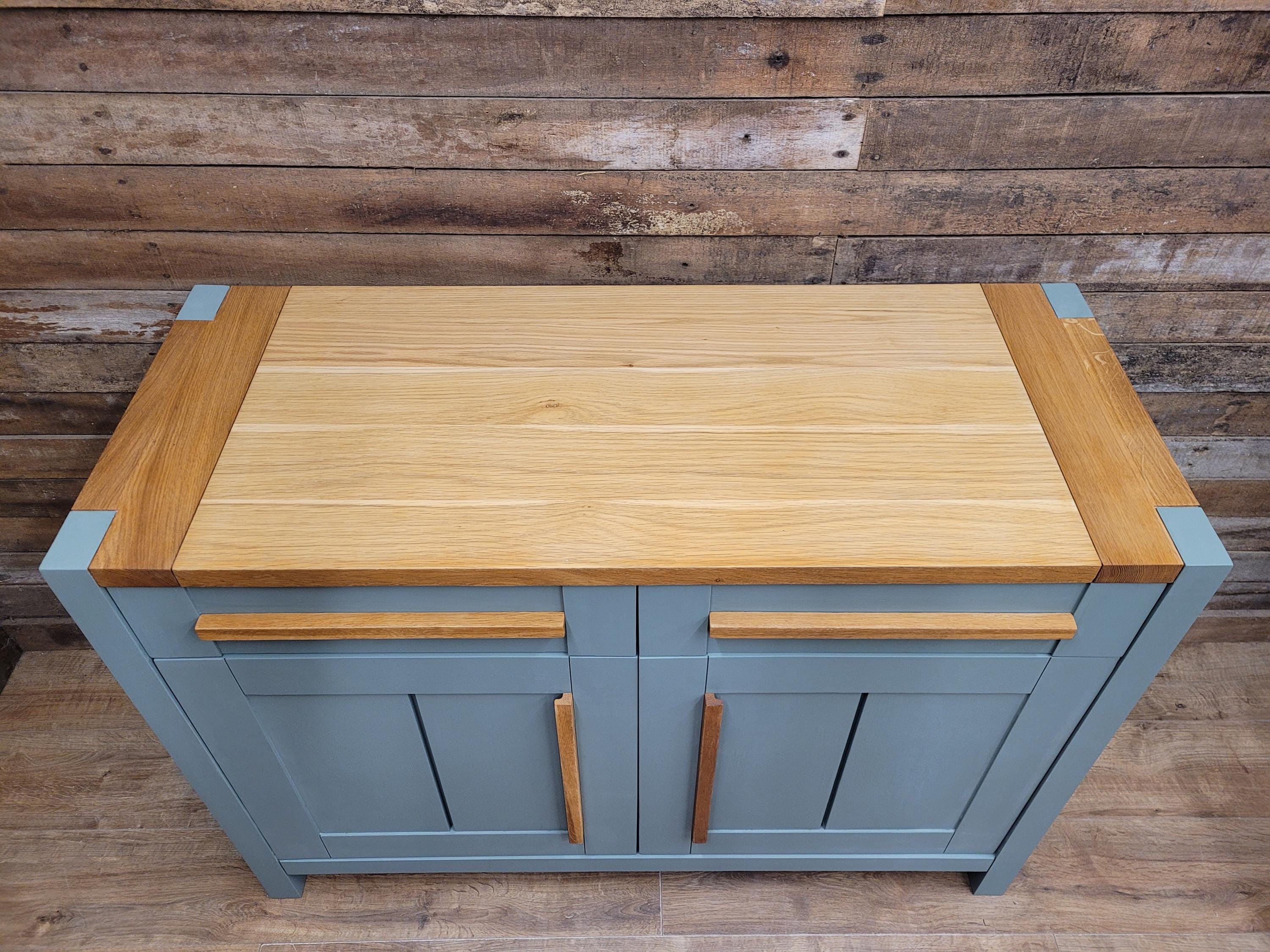 Painted Oak Sideboard 2 Door 2 Drawer Fusion Paint Carriage House Green Cupboard